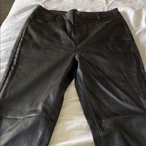 Leather pants stretchy material high waisted